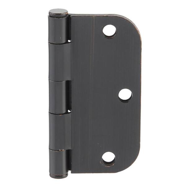 Everbilt - 3-Pack 3-1/2 in. x 5/8 in. Radius Oil-Rubbed Bronze Squeak-Free Butt Door Hinge
