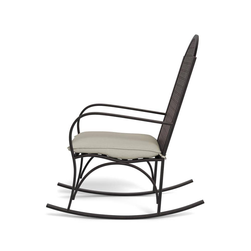 Garden Rocker Oiled Copper Metal Chair with Off-White Cushion