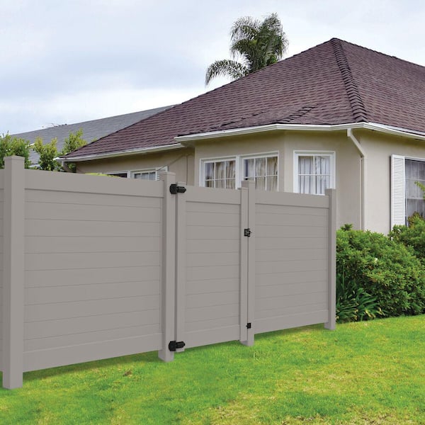 6 ft. x 4 ft. Horizontal Vinyl Gray Panel Fence Gate Kit