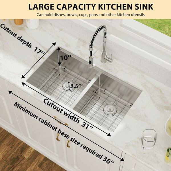 Have a question about Logmey 33 in. Double Bowl Undermount