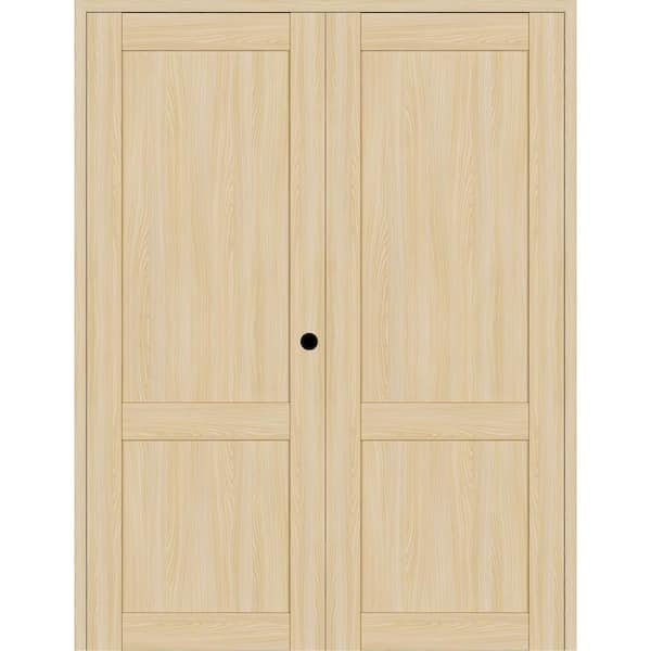 Belldinni 2-Panel Shaker 72 in. x 80 in. Left Active Loire Ash Wood Composite Solid Core Double Prehung Interior Door