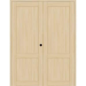 2-Panel Shaker 56 in. x 96 in. Left Active Loire Ash Wood Composite Solid Core Double Prehung Interior Door