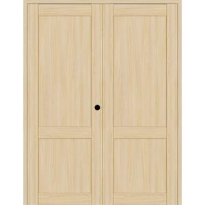 2-Panel Shaker 64 in. x 84 in. Left Active Loire Ash Wood Composite Solid Core Double Prehung Interior Door