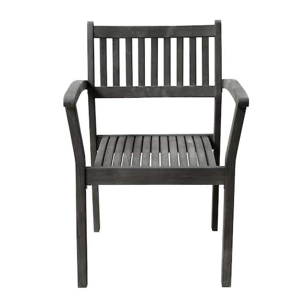Tatayosi 23 in.L x 22 in.W x 33 in.H Outdoor Patio Hand-scraped Wood Stacking Armchair (Set of 2)
