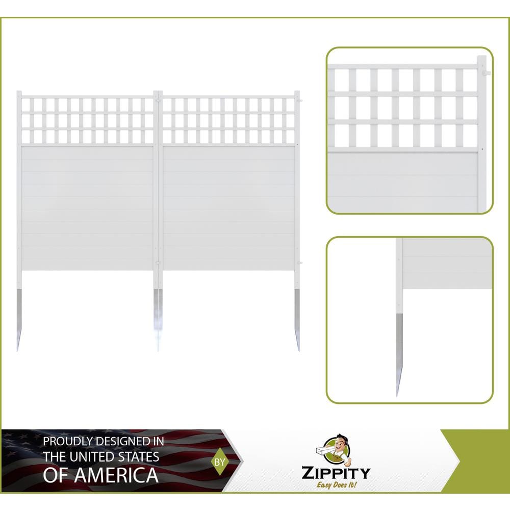 Keswick White Vinyl Lattice-Top Privacy Fence Panels, 3.5-ft