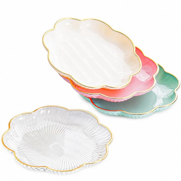 Small Serving Plates Set of 4, 5.9 in Trays for Snacks, Desserts, Nuts, Candy, Salad & Dessert Plates