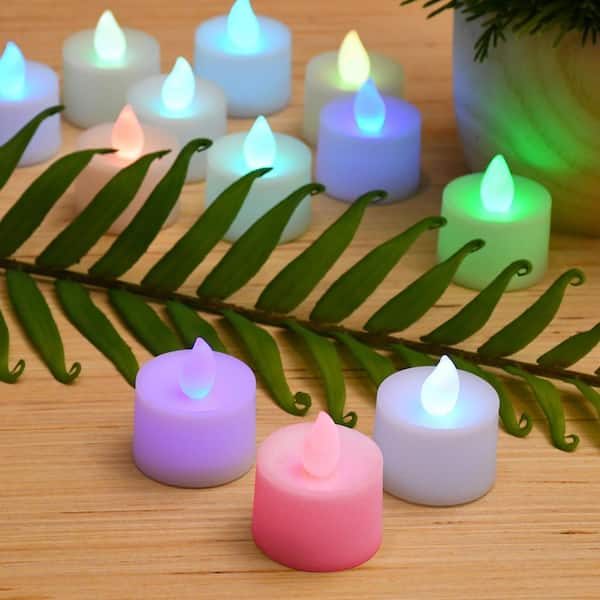 12Pack Color Changing LED Tea Lights Bulk, Flameless Tealight Candles with  Colorful Lights, Battery Operated Colored Fake Candles