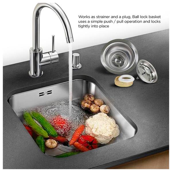 St Steel Big Boy Kitchen Sink Drain w/ Strainer Basket - PexUniverse