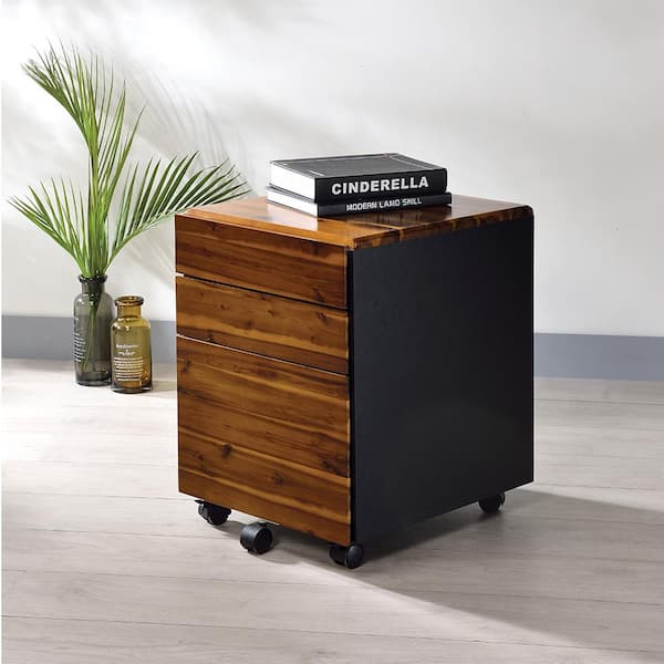 Acme Furniture Jurgen Oak and Black File Cabinet with Drawers 92913