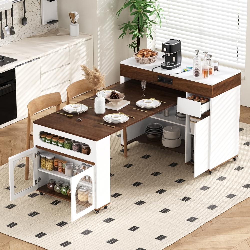 FAMYYT White Extra-Long Folding Wood Tabletop 74 in. Kitchen