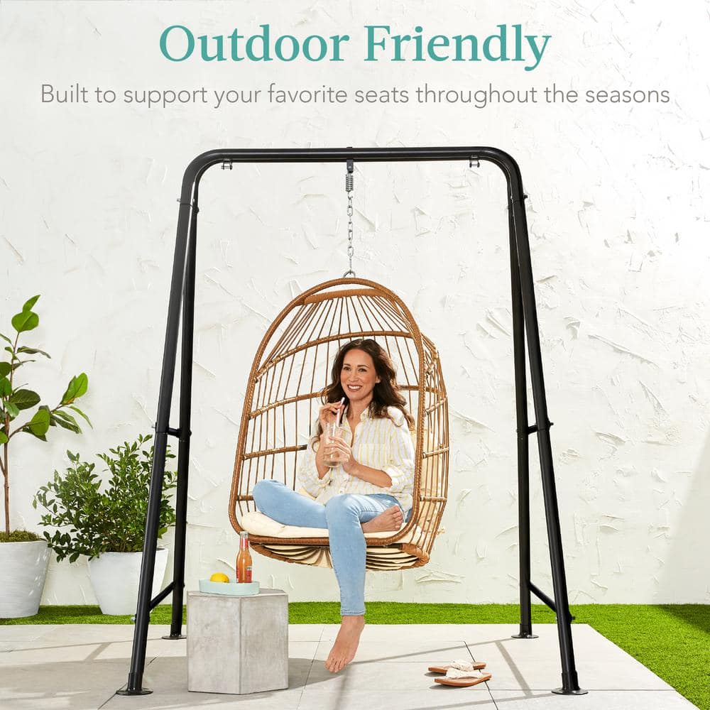 Extra Tall Black Steel Hanging Chair Stand with Hardware
