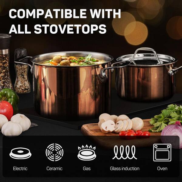 2 qt. Tri-Ply 18/10 Stainless Steel 10-Piece Nonstick Copper Color