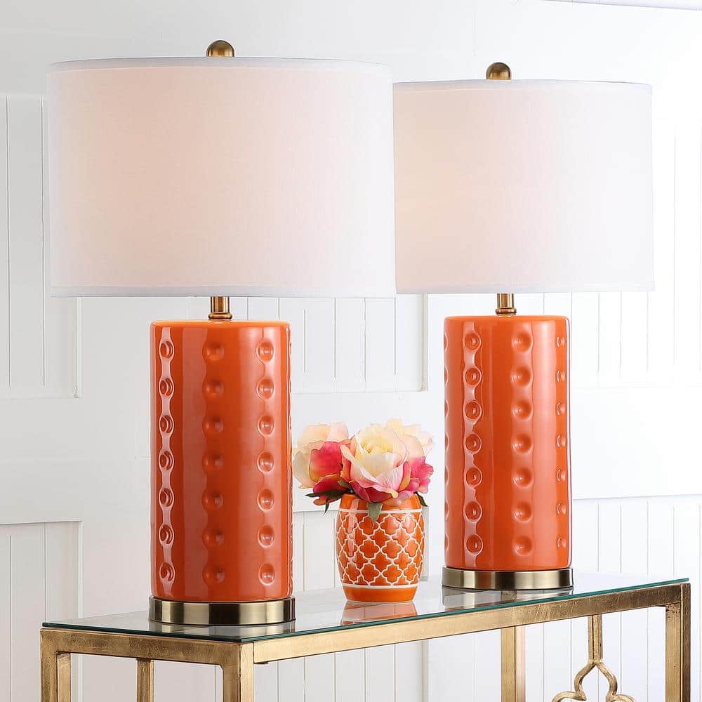 Roxanne 26 in. Orange Ceramic Table Lamp with White Shade (Set of 2) price history on PriceWatchPro