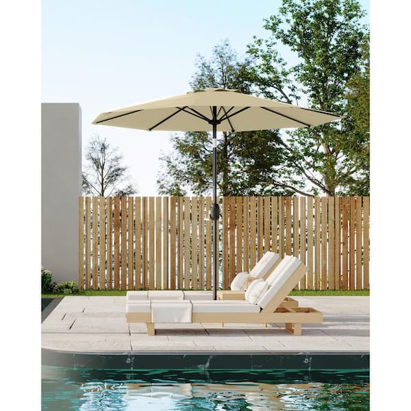 canvas patio umbrella steel pole 8' x 10' RECTANGLE MARKET UMBRELLA, poolside lounging RITSU 10 ft Orange Offset