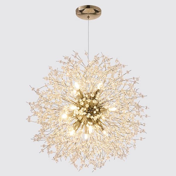 LamQee 16-Light Golden Dandelion Chandelier firework pendant light with ...