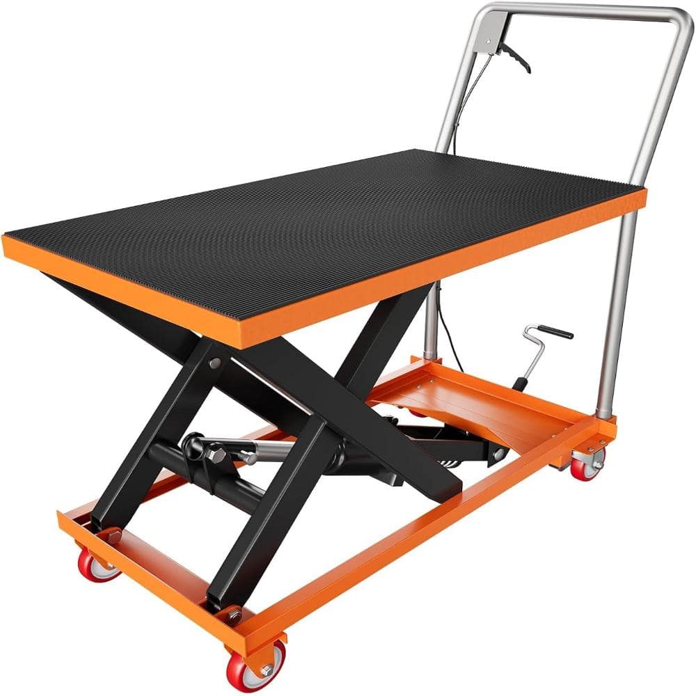 Hydraulic Lift Table Cart 1100 LBS Single Scissor Lift Cart, Mobile Lift Jack with Non-Slip Deck, Orange & Black price history on PriceWatchPro