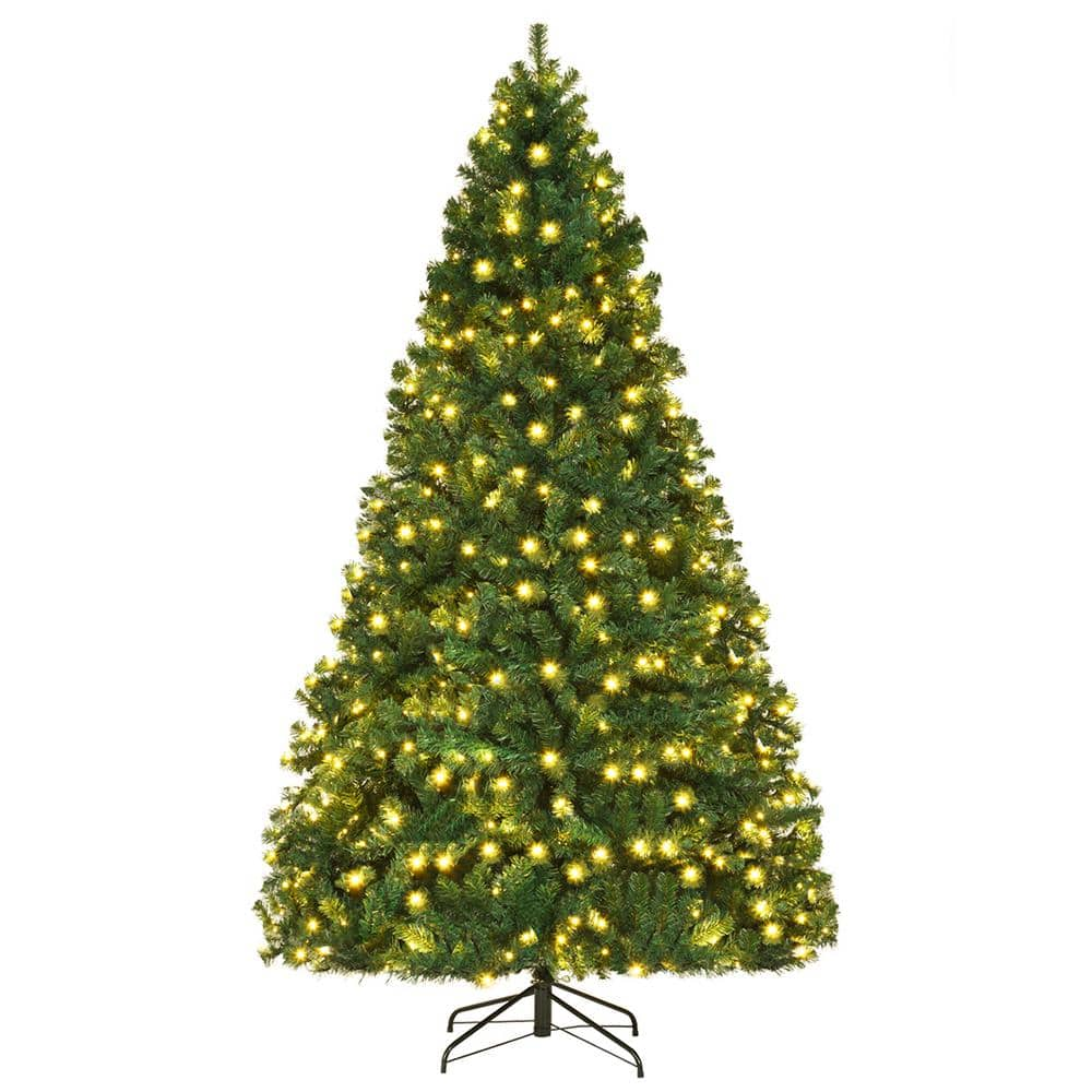 8 ft. Pre-Lit PVC Hinged Artificial Christmas Tree with 430 LED Lights -  Costway, CM20640