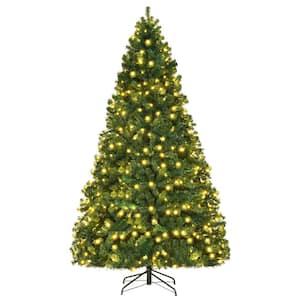 8 ft. Pre-Lit PVC Hinged Artificial Christmas Tree with 430 LED Lights