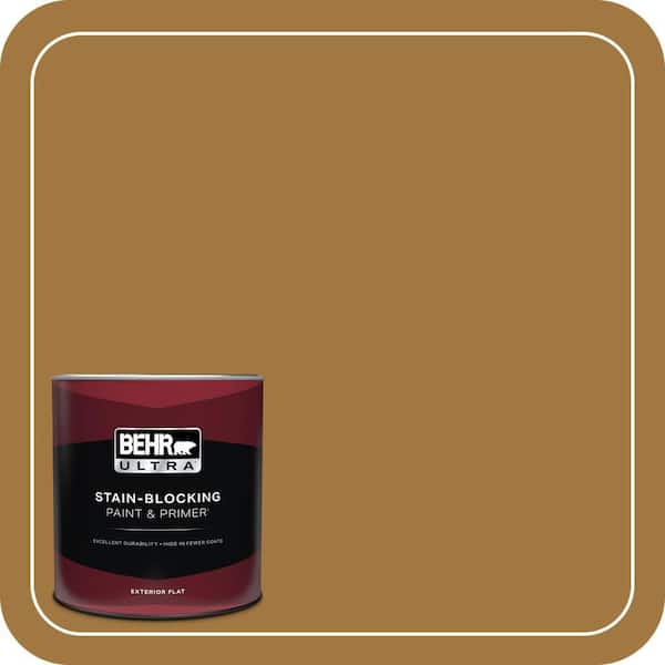 BEHR ULTRA 1 qt. #310F-6 Goldenrod Tea Flat Exterior Paint & Primer