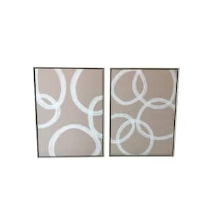 "Blush Circles" by Gallery 57 2-Piece Floater Frame Canvas Abstract Wall Art 24 in. x 36 in. Each