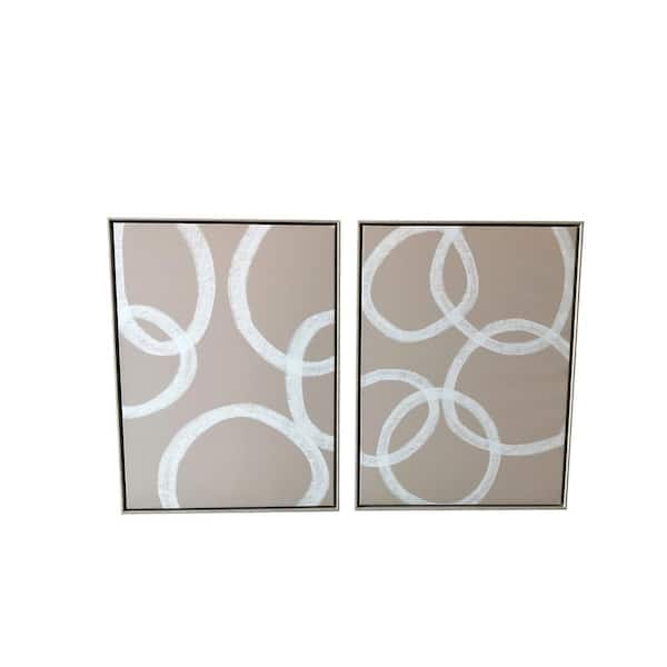 Unbranded "Blush Circles" by Gallery 57 2-Piece Floater Frame Canvas Abstract Wall Art 24 in. x 36 in. Each