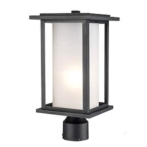 Shaakar 1-Light Black Outdoor Lamp Post Light Fixture with Frosted Glass