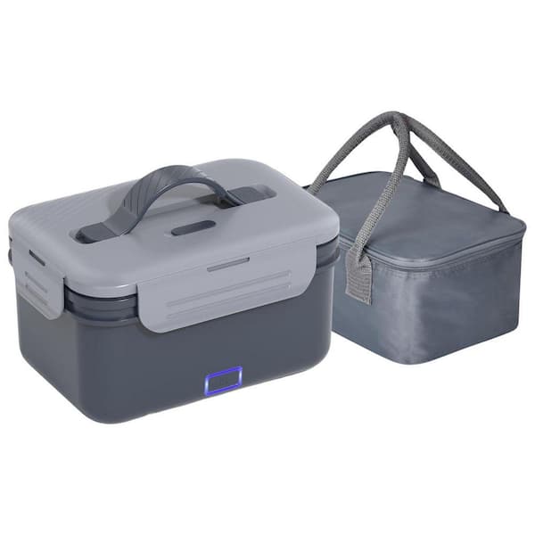 Gray Electric Lunch Box with 1.8L Stainless Steel Container, 100W Heated Food Warmer for Car/Truck/Home/Office