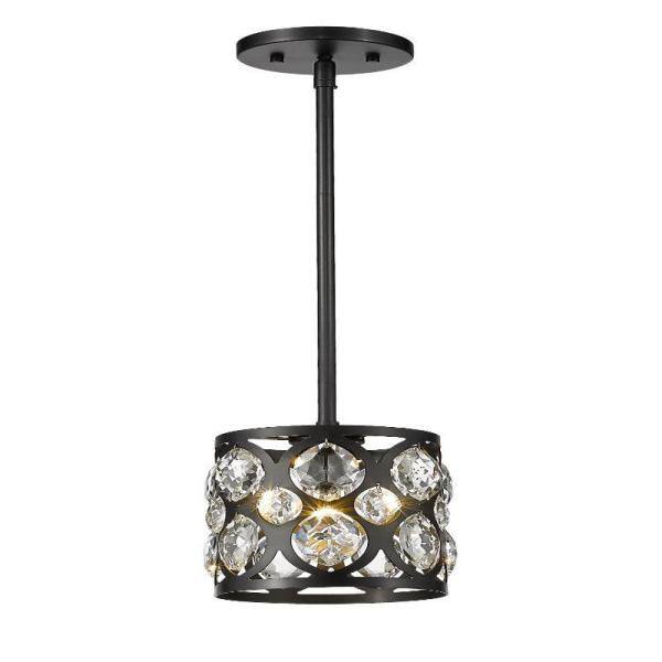 Matte Black Crystal LED Mini Pendant Light
