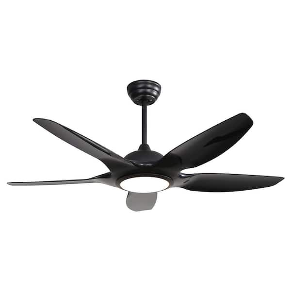 BANSA ROSE 48 in. Integrated LED Indoor Black Ceiling Fan Light 5 Blade Ceiling Fan DC Motor, 6 Speed Remote, Reversible