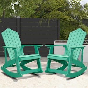 Acadia Green Outdoor Durable Plastic Rocking Adirondack Chair (2-Pack)