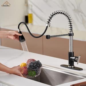 Single-Handle Pull Down Sprayer Kitchen Faucet with Power Clean Multi-Function Spray in Brushed Nickel
