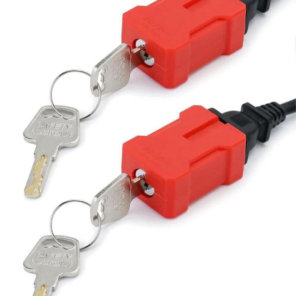 2-Pieces Electrical Cord Plug Lockout Device for 2 and 3 Prong Plugs, Built-in Lock Cylinder, Dual Key