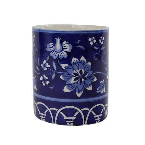 Euro Ceramica Blue Garden Ceramic Utensil Holder