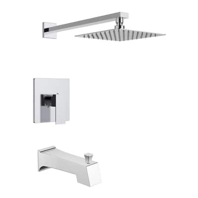 1-Handle Wall Mounted Tub and Shower Trim Kit with Handle in Chrome (Valve not Included)