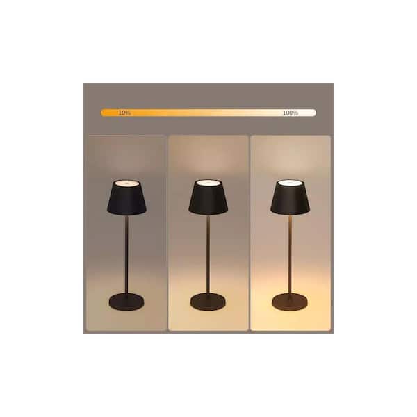 Onewish 2-Pack 4.6 in. Black Cordless Portable LED Table Lamp with