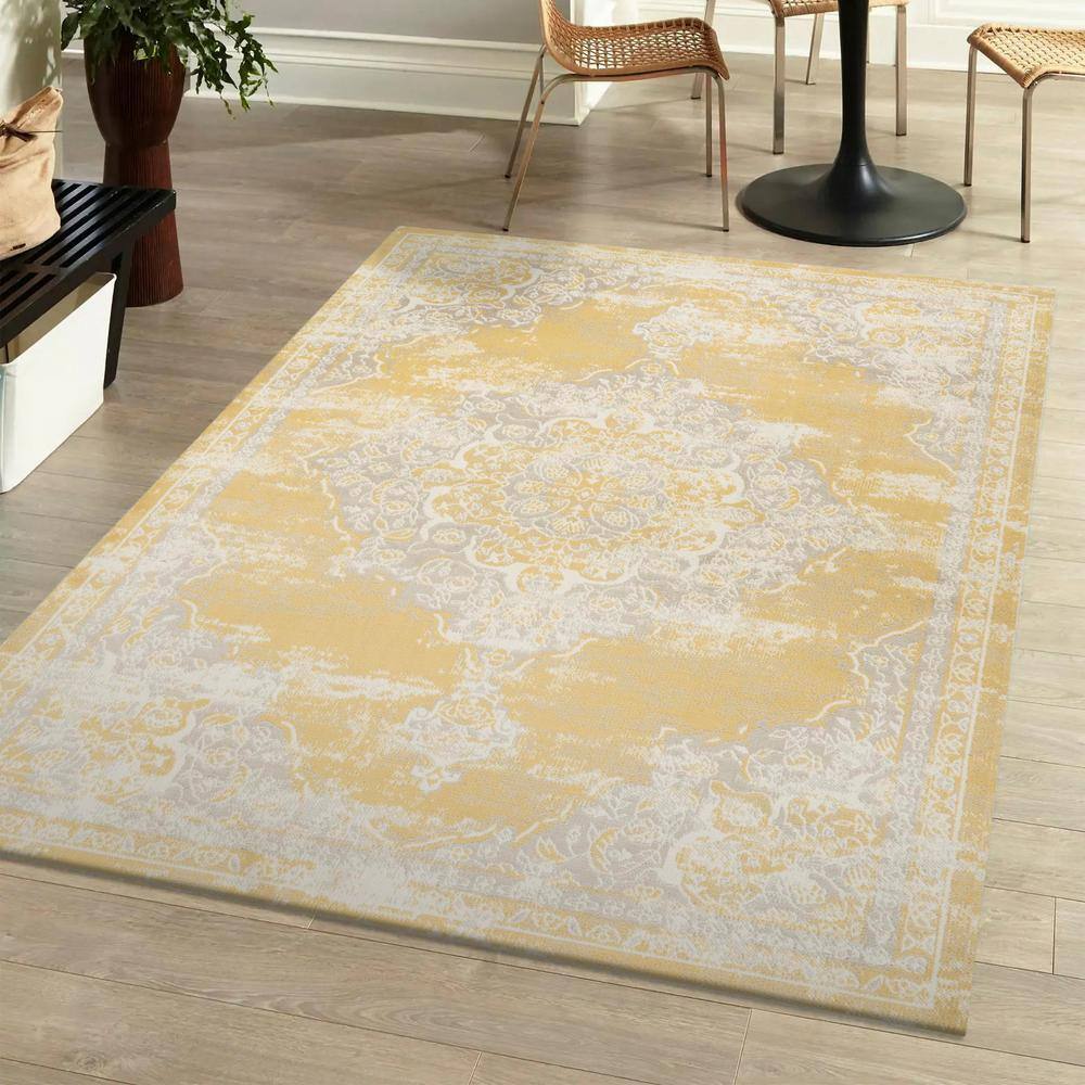 JONATHAN Y Alhambra Ornate Medallion Modern Yellow/Cream 8 ft. x 10 ft ...