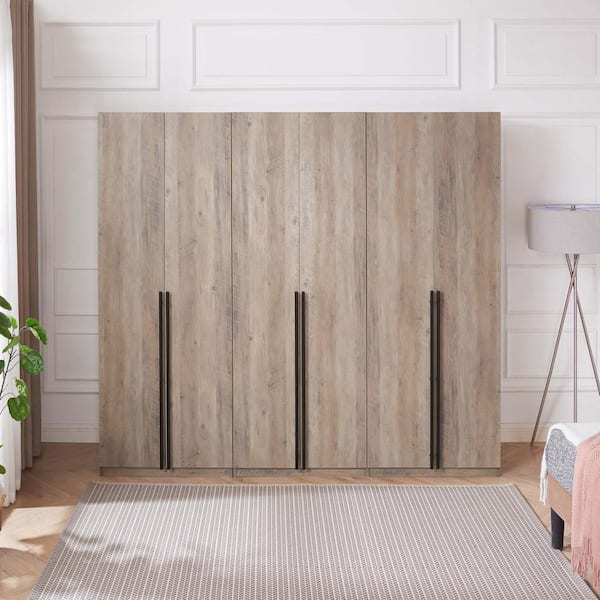 Manhattan Comfort Lee Rustic Grey 94.5 in. 3-Piece Freestanding