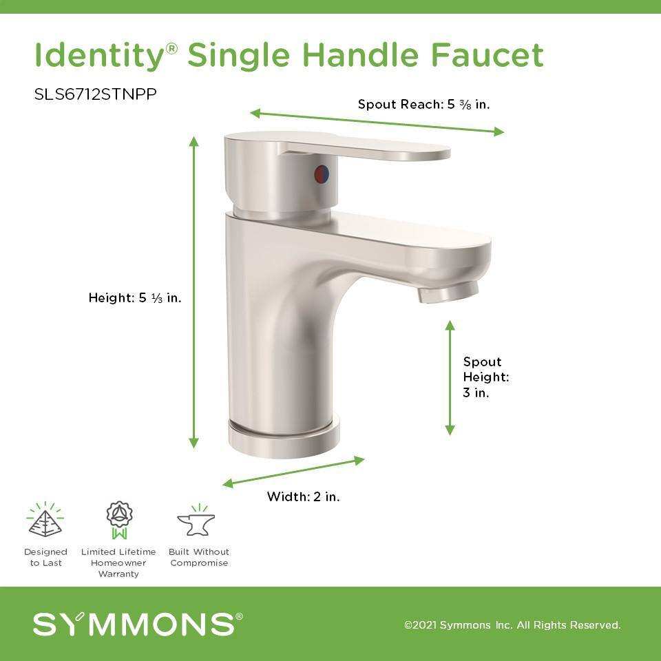 Satin Nickel Single Handle Bathroom Faucet with Push Pop Drain