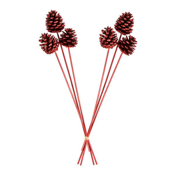 Bindle & Brass Red Sparkle Dried Natural Pine Cones (2-Pack)