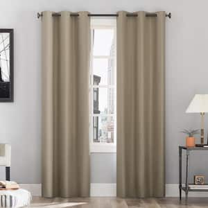 Cyrus Thermal 40 in. W x 84 in. L 100% Blackout Grommet Curtain Panel in Stone