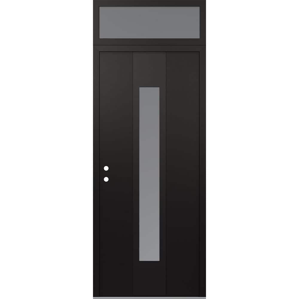 A1 36 in. x 96 in. Panel Black Right-Hand/Inswing Frosted Glass Black/White Transom Steel Prehung Front Door price history on PriceWatchPro