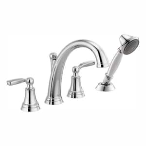 Woodhurst 2-Handle Deck Mount Roman Tub Trim Kit with Hand Shower in Chrome (Valve Not Included)