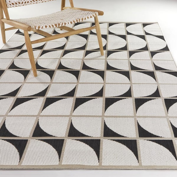 Lavant Charcoal 5 ft. 3 in. x 7 ft. Geometric Indoor/Outdoor Area Rug