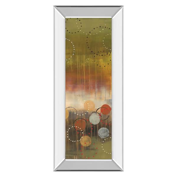 "Circles In Green Panel Il" By Jeni Lee Mirror Framed Print Wall Art 18 in. x 42 in.