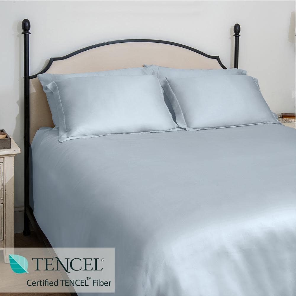 Light Blue Organic Cotton Full Sheet Set with Pillowcases
