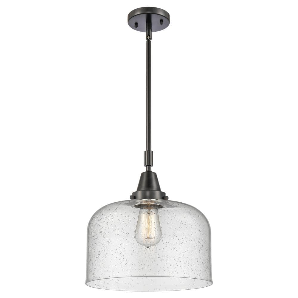 Bell 100-Watt 1-Light Matte Black Standard Mini Pendant Light with Seeded Glass Shade, No Bulbs Included price history on PriceWatchPro