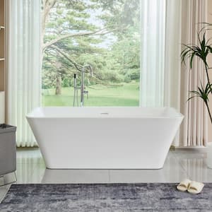 Nantes 67 in. Acrylic Flatbottom Freestanding Bathtub in White
