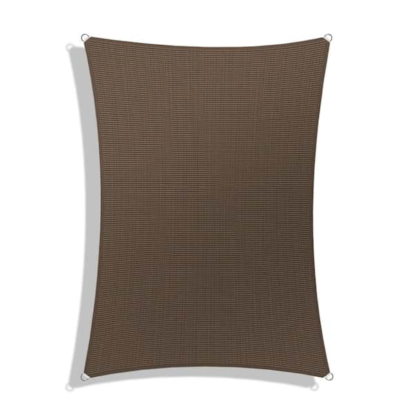 BANSA ROSE 18 ft. x 22 ft. Brown Rectangle Heavy Weight Sun Shade Sail with a Ring Steel Wire UV Blockage for Patio and Pool Cover