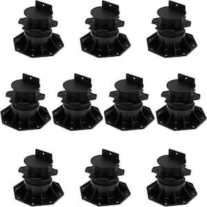 Deck Support Plastic Adjustable Pedestal Raising from 2.36 in. to 5.51 in. Black Composite Grating Support, 10-Pack