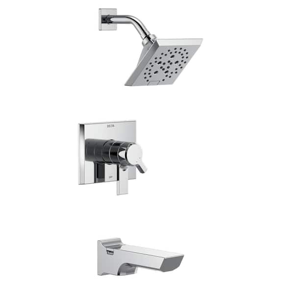 Delta Pivotal 1-Handle Wall-Mount Tub and Shower Trim Kit in Lumicoat Chrome with H2Okinetic (Valve Not Included)